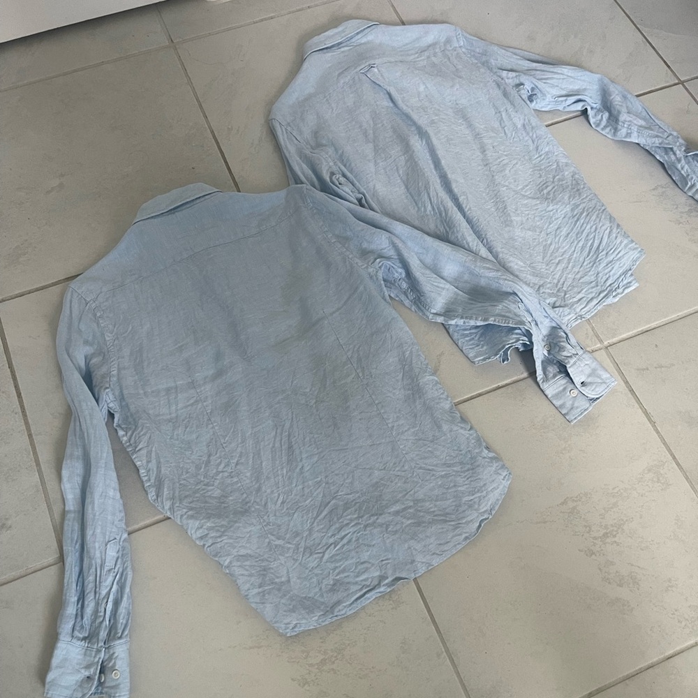 Porter & Ash Bundle 2 100% Linen Button Ups Size Medium Color Baby Blue - Picture 12 of 14